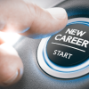 Finger pressing a new career start button, from Olivier Le Moal, Shutterstock